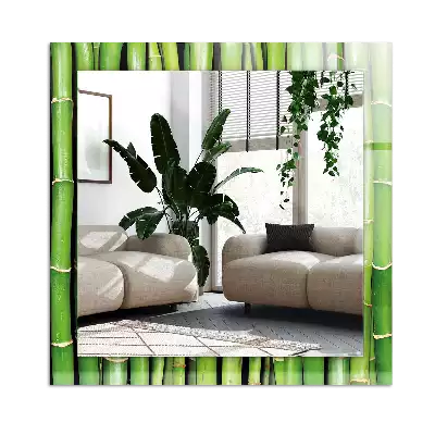 Rectangle decorative mirror Green bamboo stalks