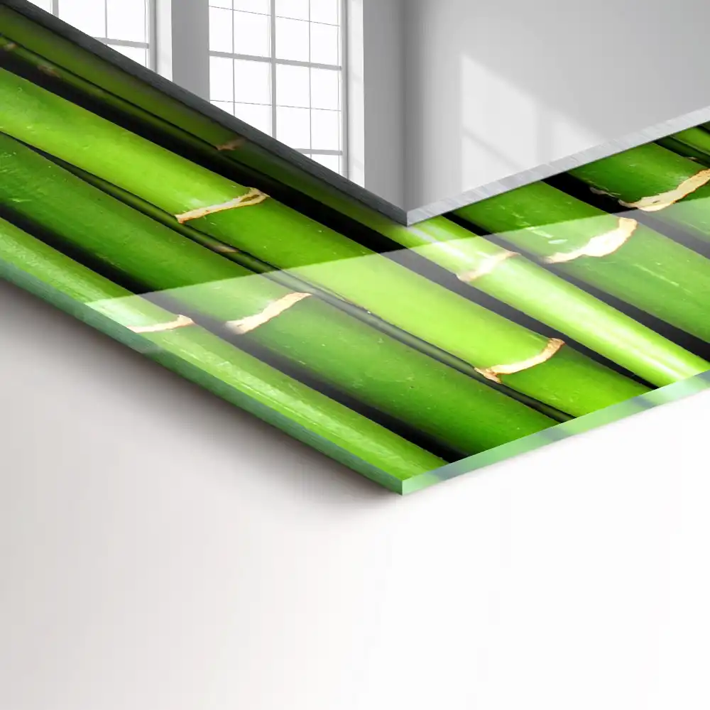 Rectangle decorative mirror Green bamboo stalks