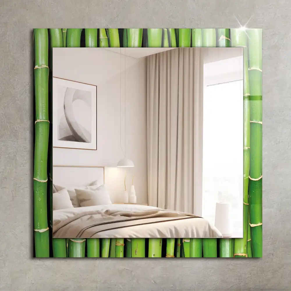 Rectangle decorative mirror Green bamboo stalks