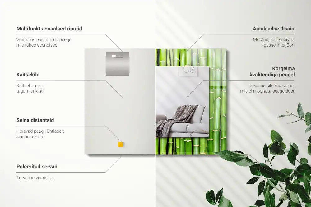 Rectangle decorative mirror Green bamboo stalks