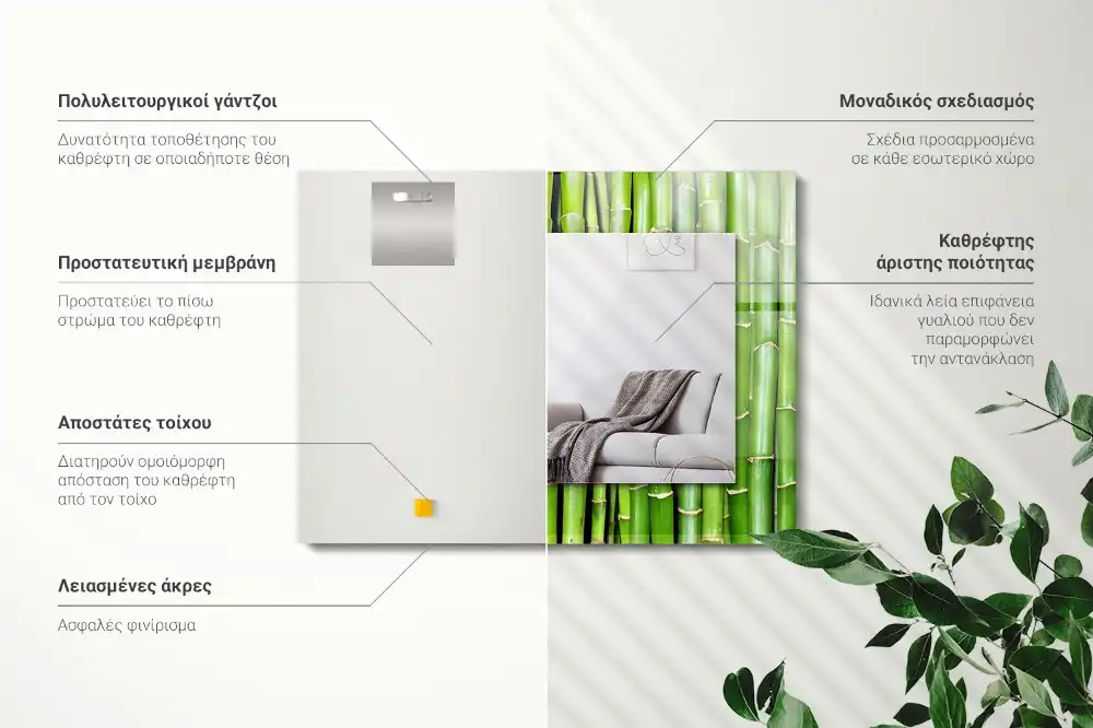 Rectangle decorative mirror Green bamboo stalks