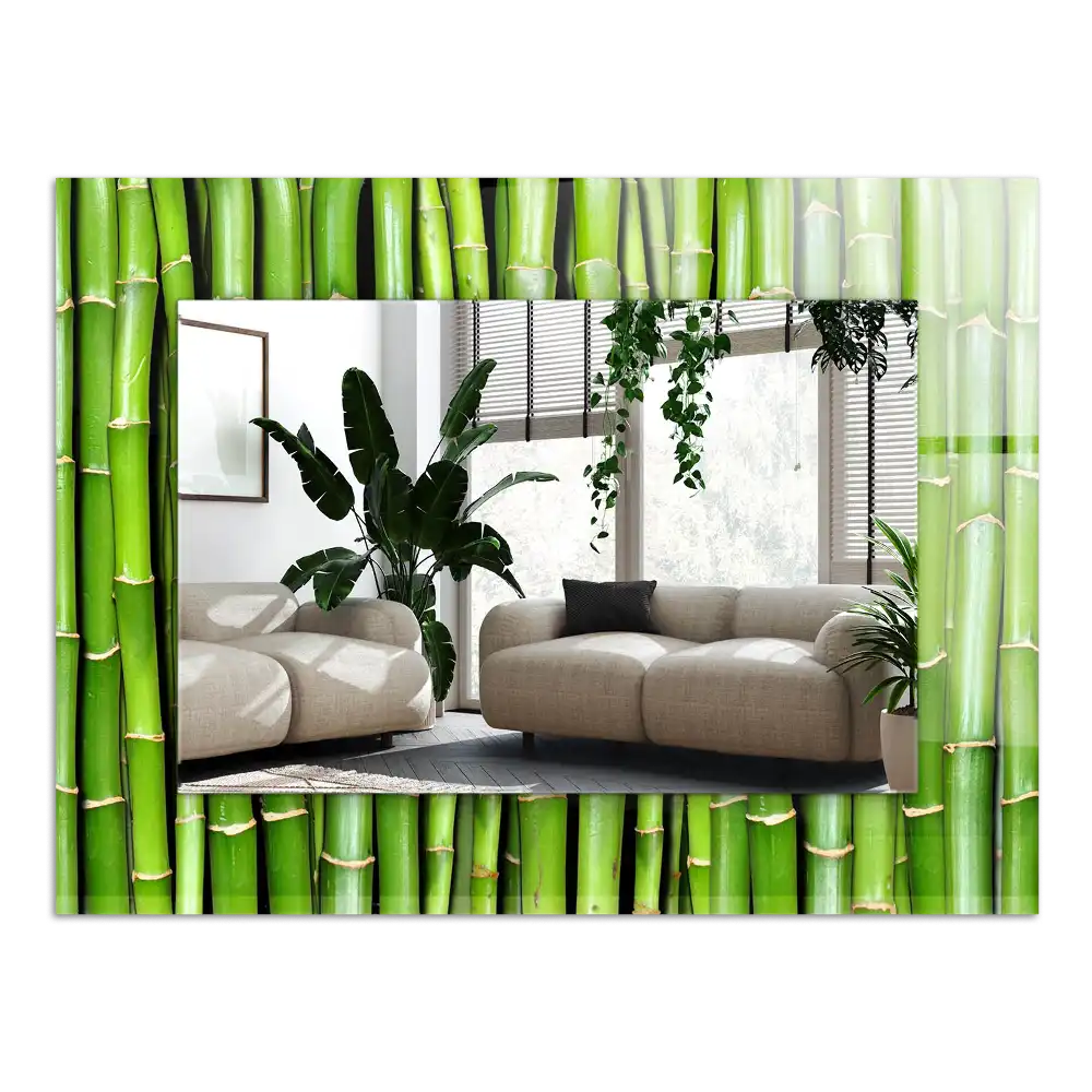 Rectangle decorative mirror Green bamboo stalks