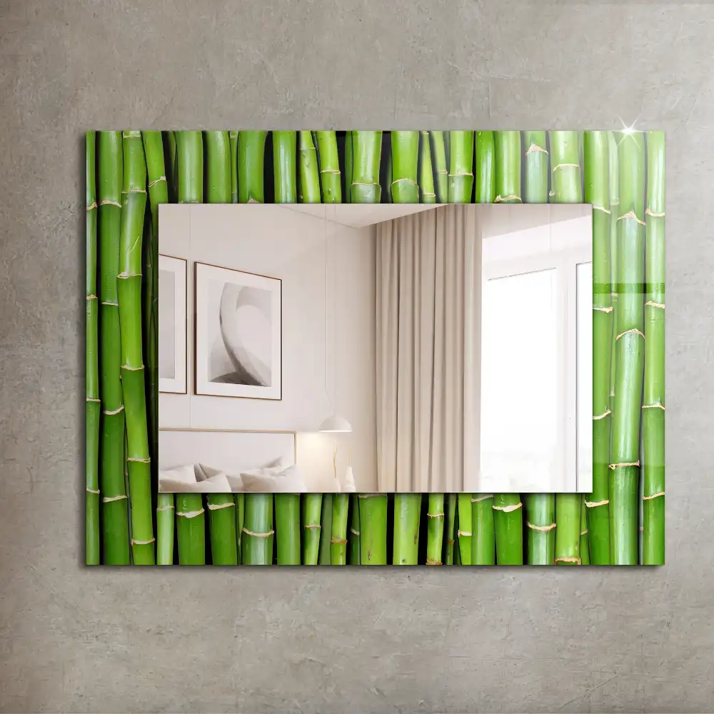 Rectangle decorative mirror Green bamboo stalks
