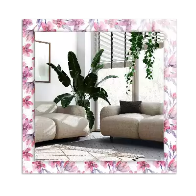 Rectangle decorative mirror Flowers watercolor pattern