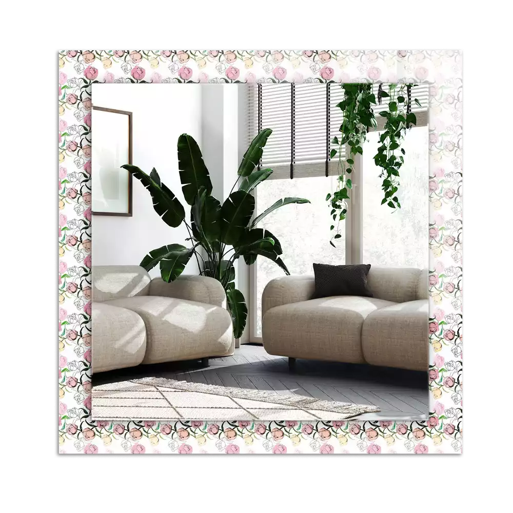 Rectangular decorative mirror Floral pattern