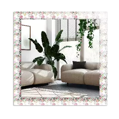 Rectangular decorative mirror Floral pattern