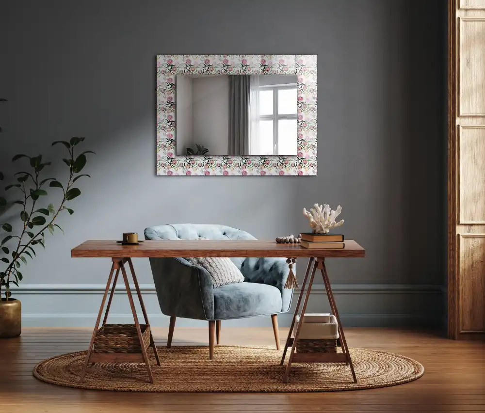 Rectangular decorative mirror Floral pattern