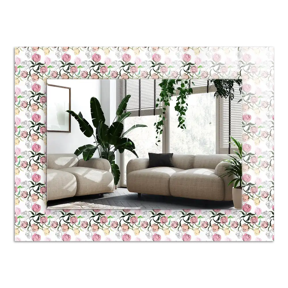 Rectangular decorative mirror Floral pattern