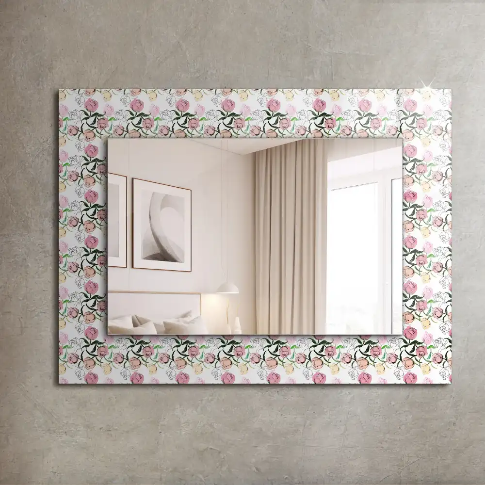 Rectangular decorative mirror Floral pattern