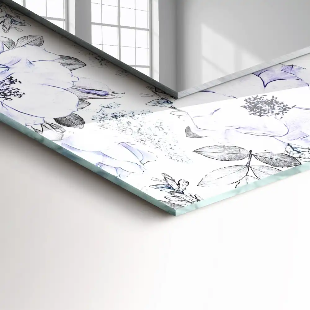 Rectangular mirror print Flowers and leaves
