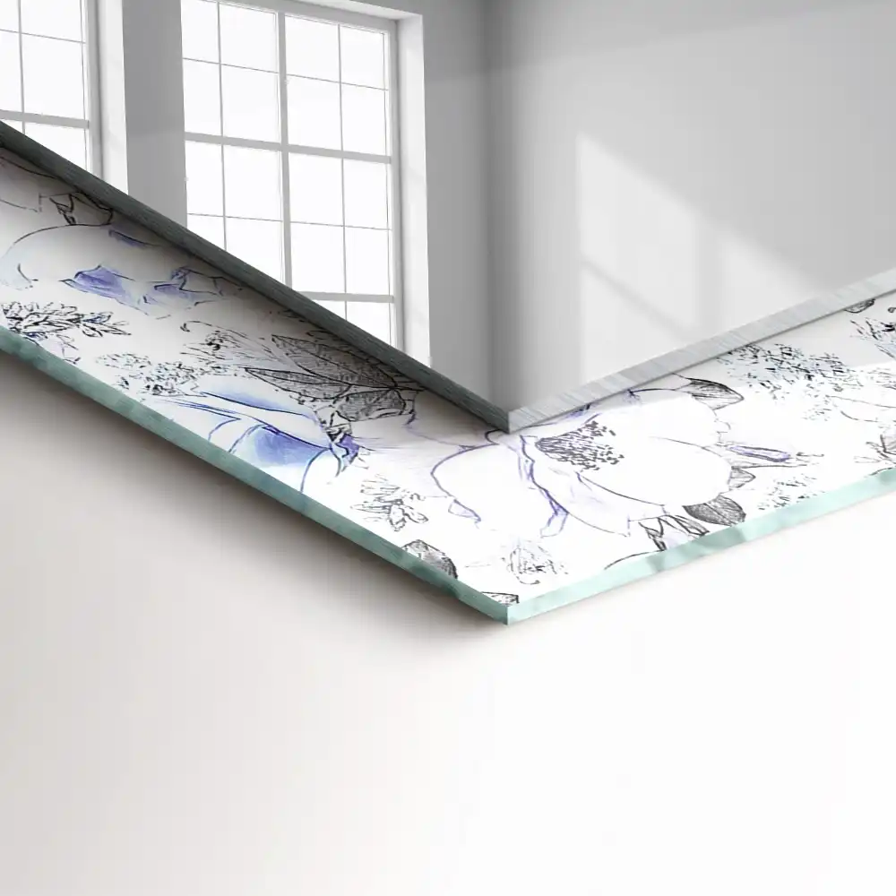 Rectangular mirror print Flowers and leaves