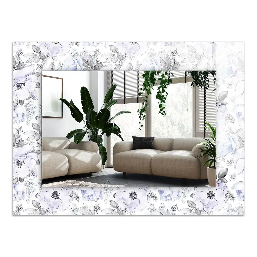 Rectangular mirror print Flowers and leaves