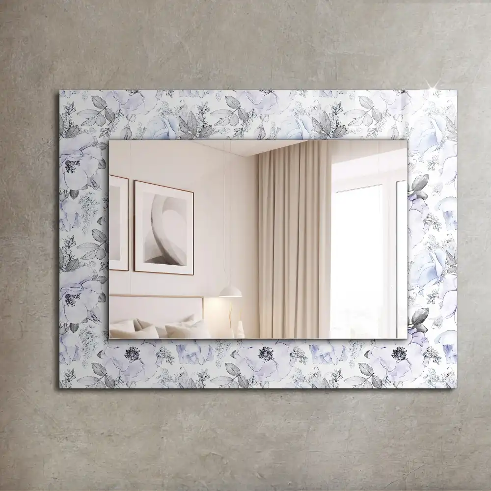 Rectangular mirror print Flowers and leaves