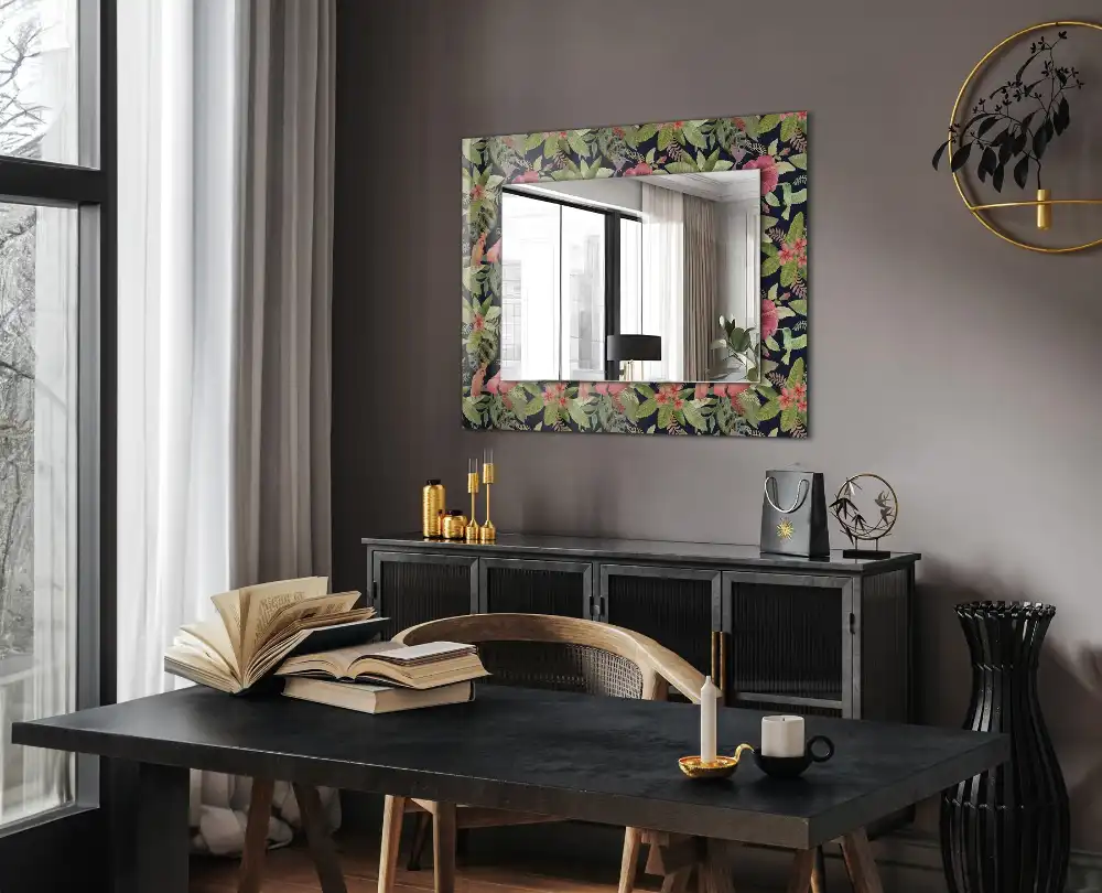 Rectangle decorative mirror Flowers and birds