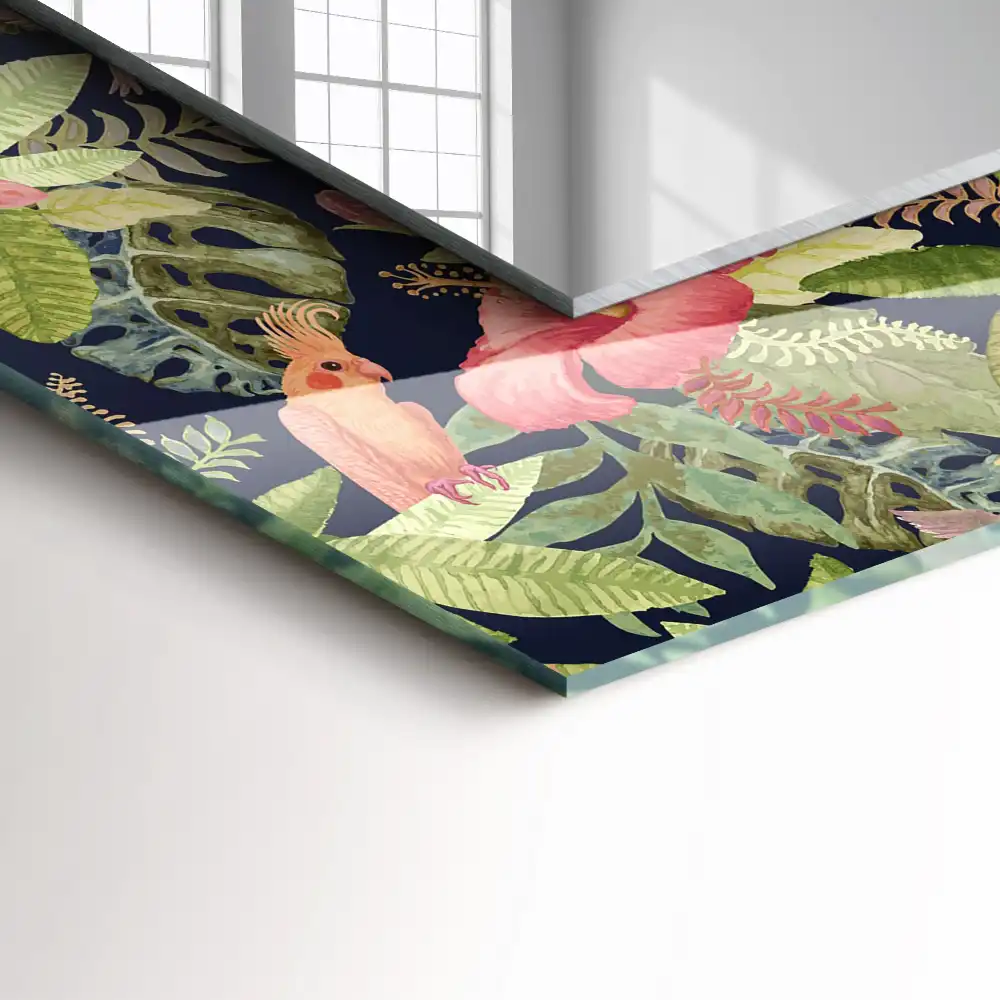Rectangle decorative mirror Flowers and birds