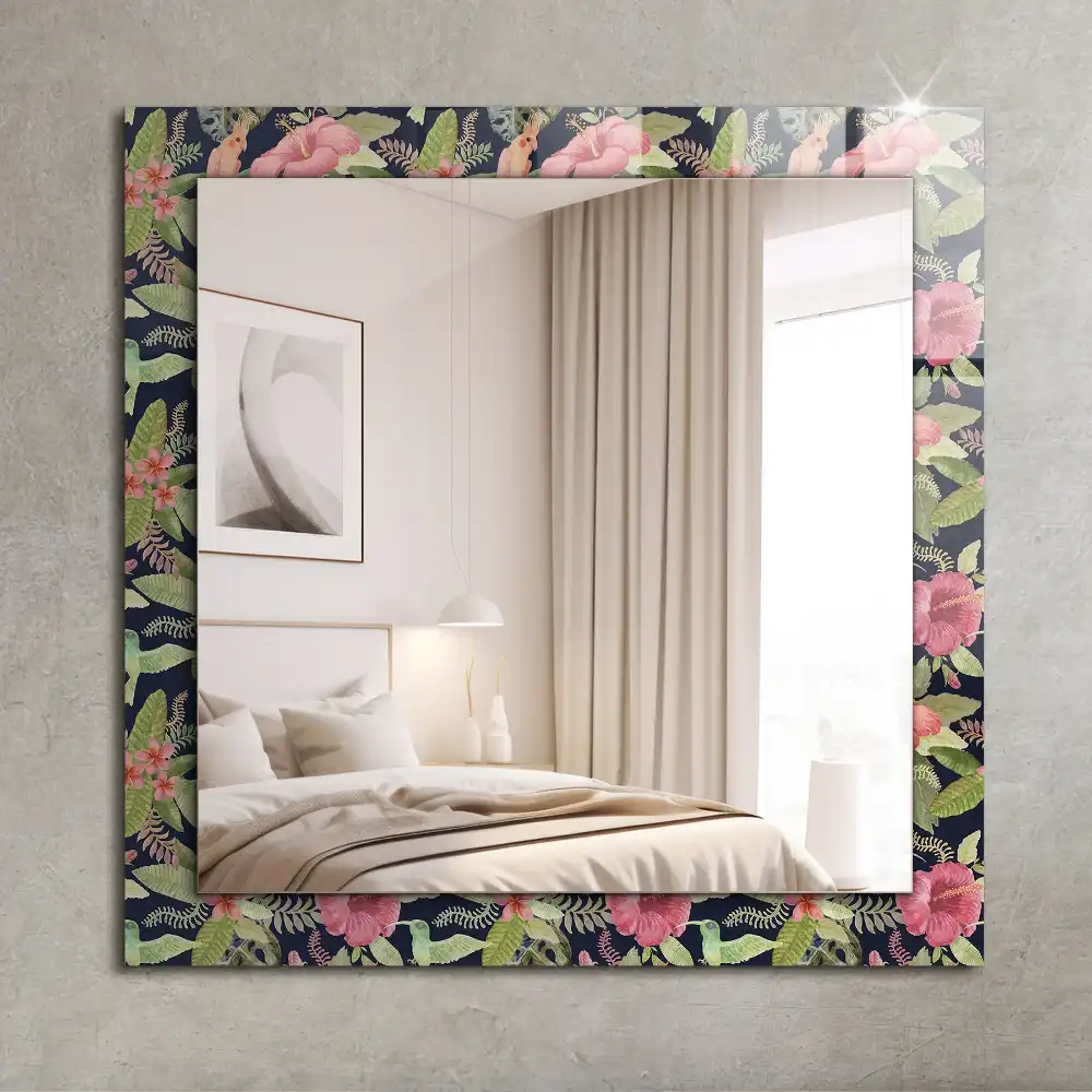 Rectangle decorative mirror Flowers and birds