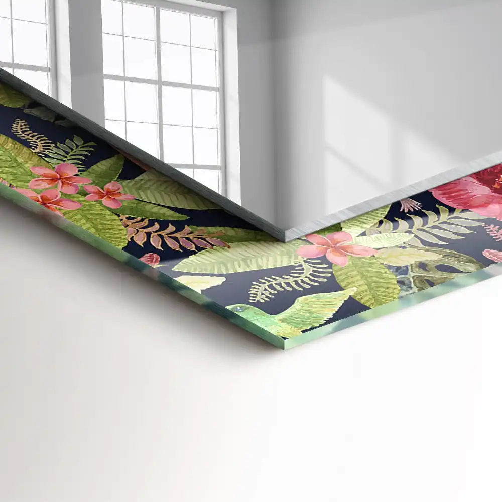Rectangle decorative mirror Flowers and birds