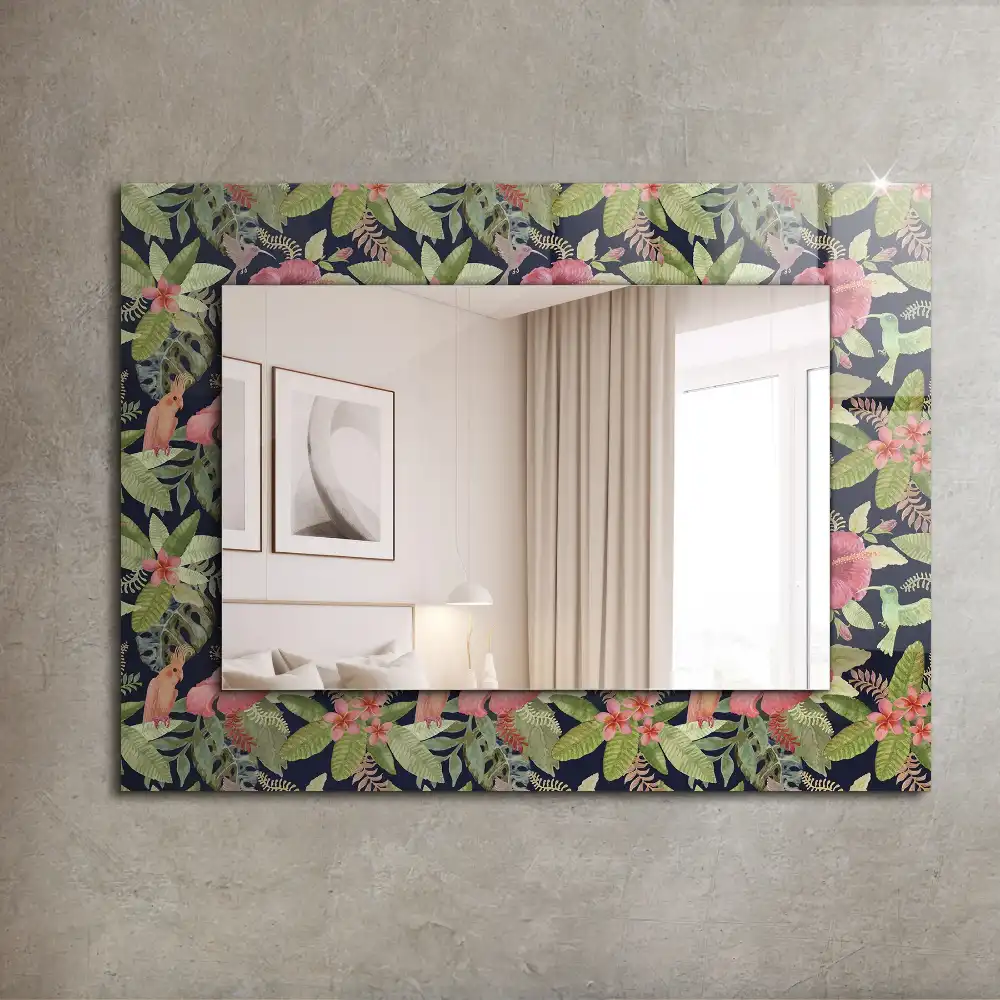 Rectangle decorative mirror Flowers and birds