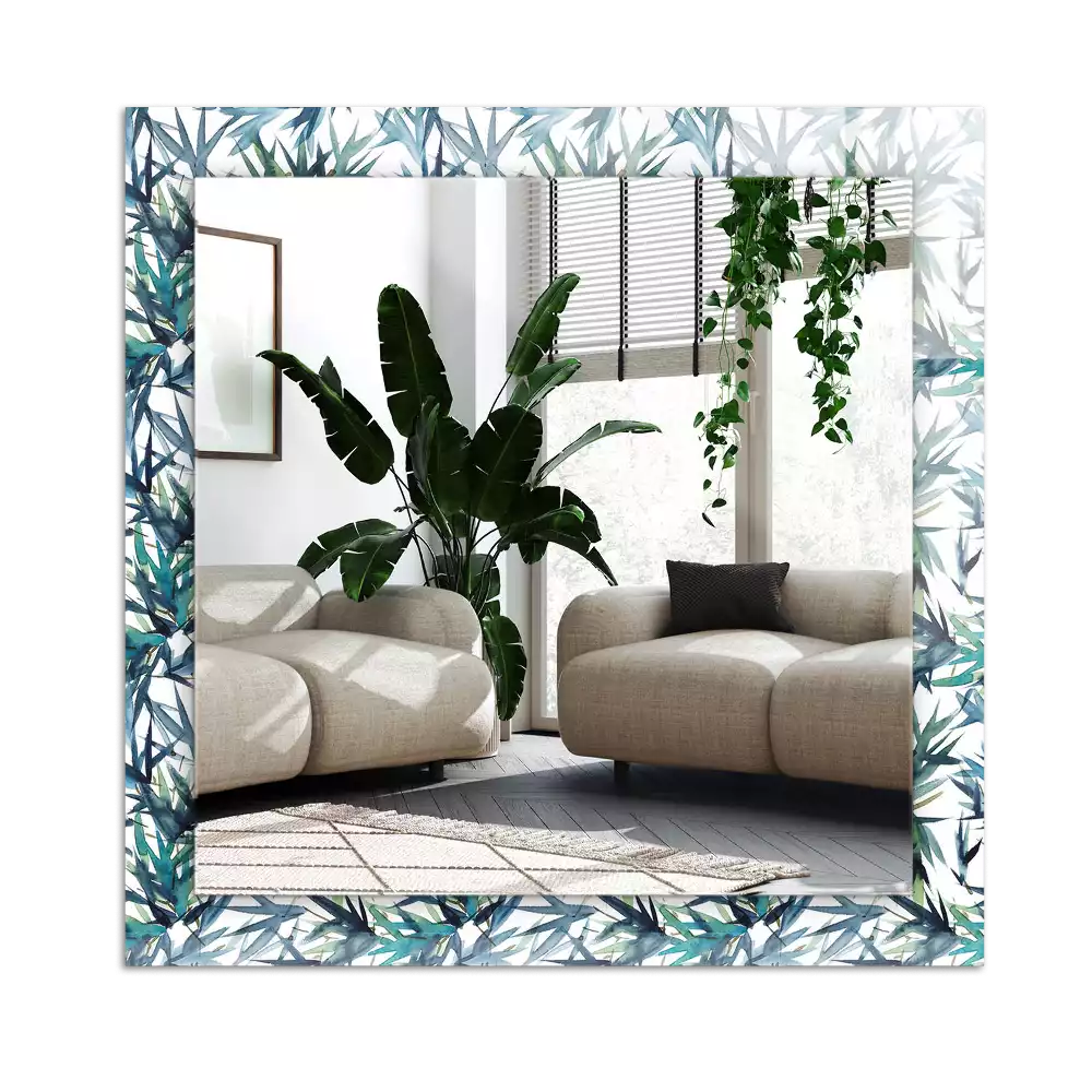 Rectangular decorative mirror Bamboo leaves watercolor