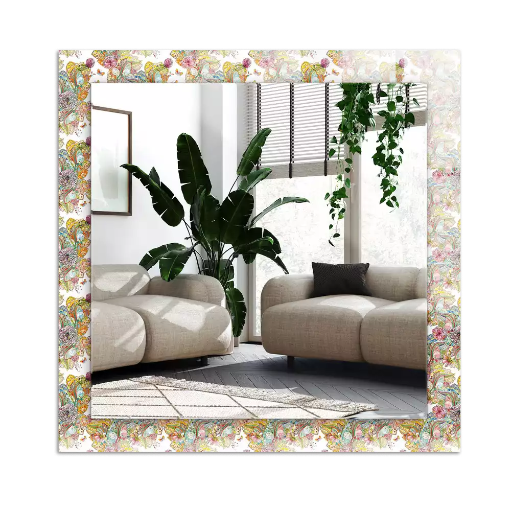 Rectangle decorative mirror Colorful butterflies flowers