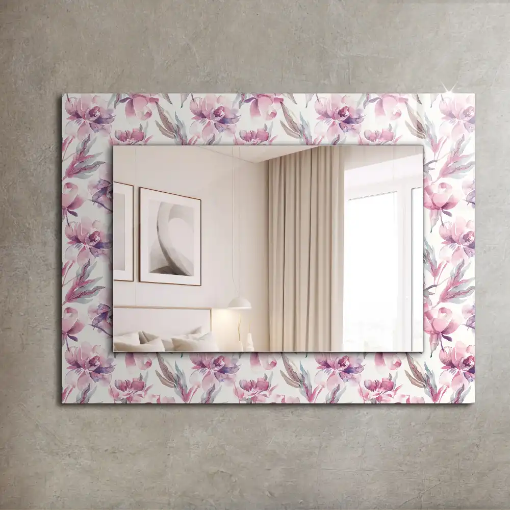 Rectangular wall mirror design Purple floral patterns