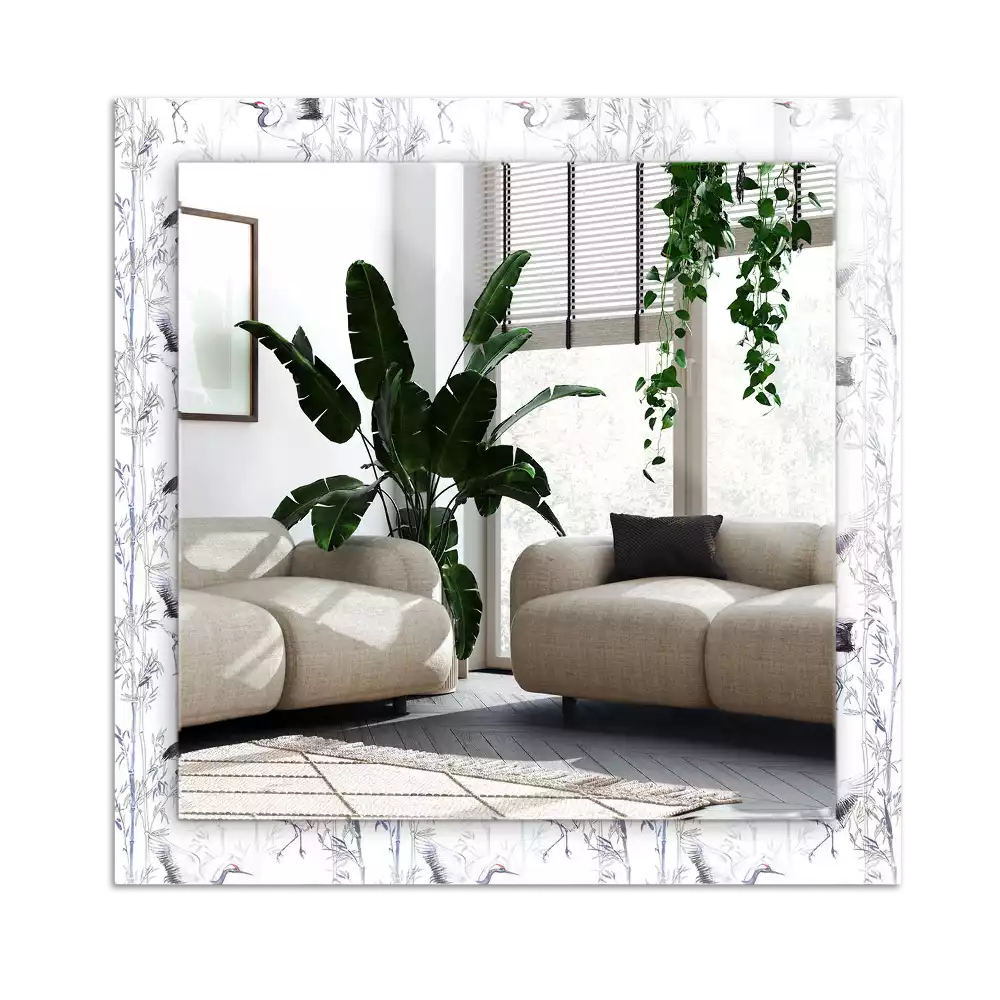 Rectangular decorative mirror Cranes and Bamboos