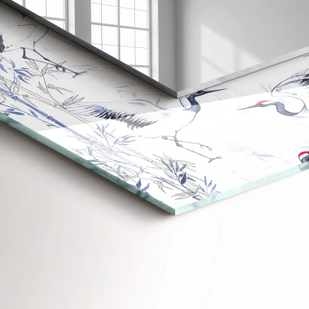 Rectangular decorative mirror Cranes and Bamboos