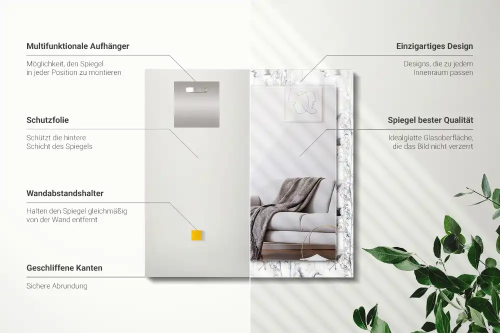 Rectangular decorative mirror Cranes and Bamboos