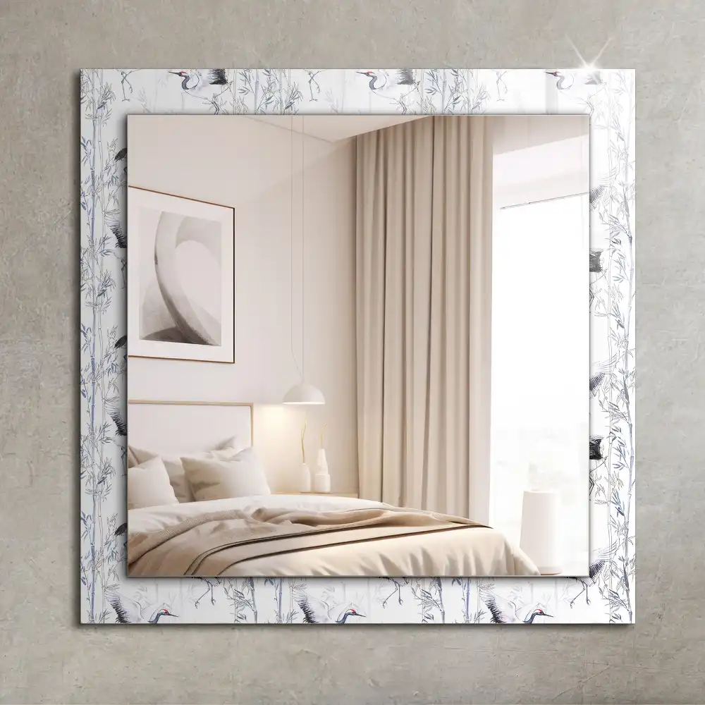 Rectangular decorative mirror Cranes and Bamboos