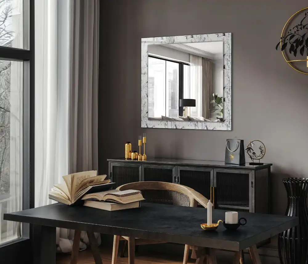 Rectangular decorative mirror Cranes and Bamboos