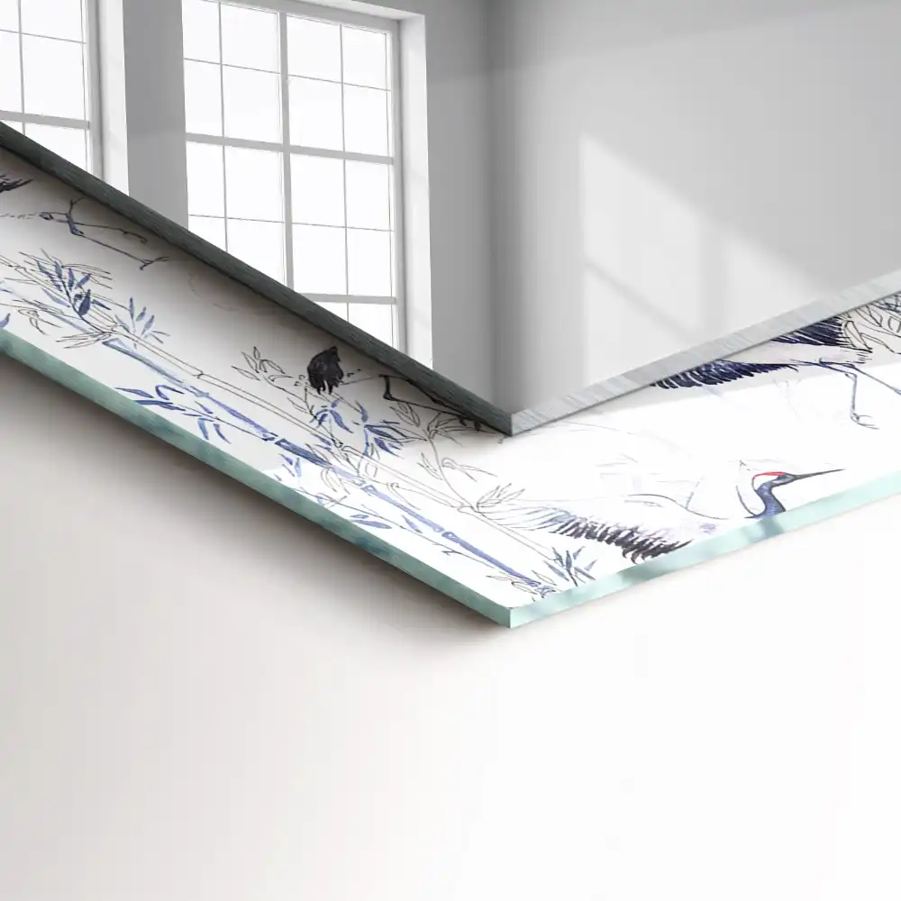 Rectangular decorative mirror Cranes and Bamboos