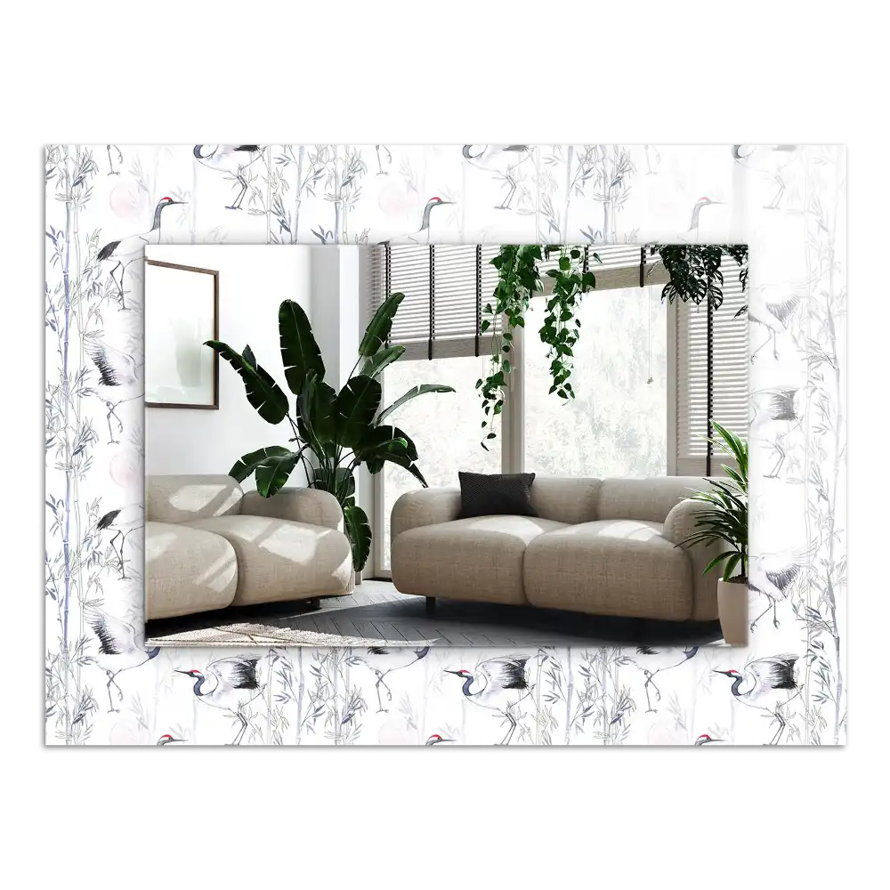 Rectangular decorative mirror Cranes and Bamboos