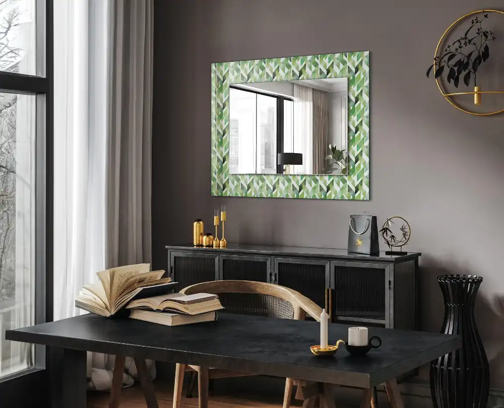 Rectangular mirror print Green geometric pattern