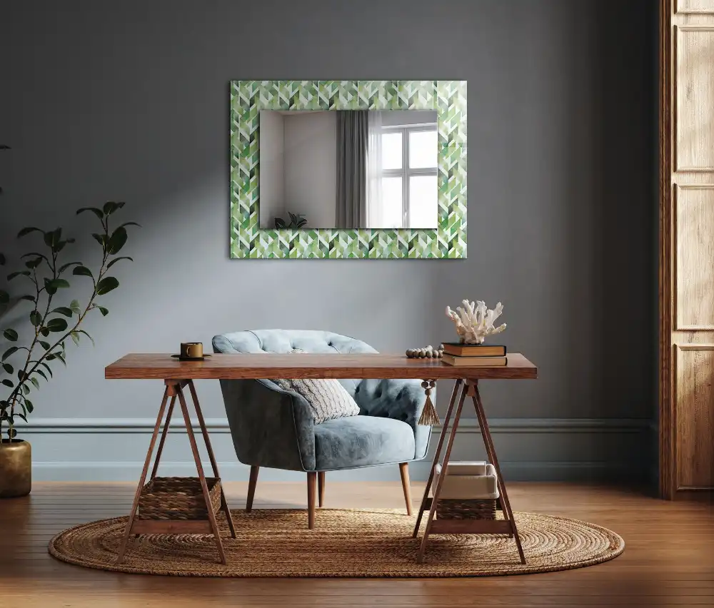 Rectangular mirror print Green geometric pattern