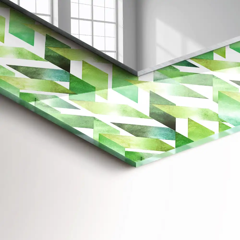 Rectangular mirror print Green geometric pattern
