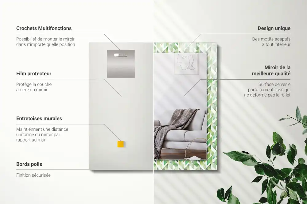 Rectangular mirror print Green geometric pattern