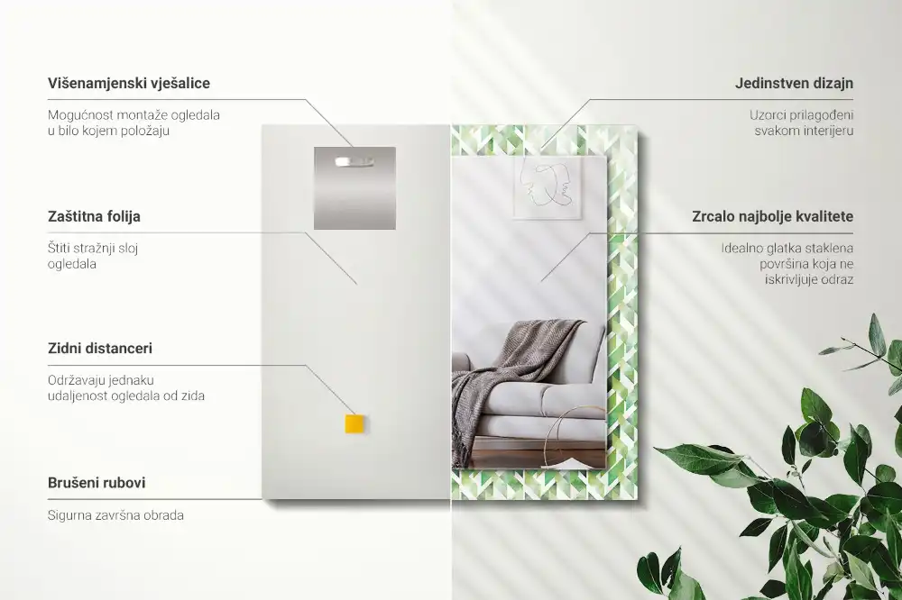 Rectangular mirror print Green geometric pattern