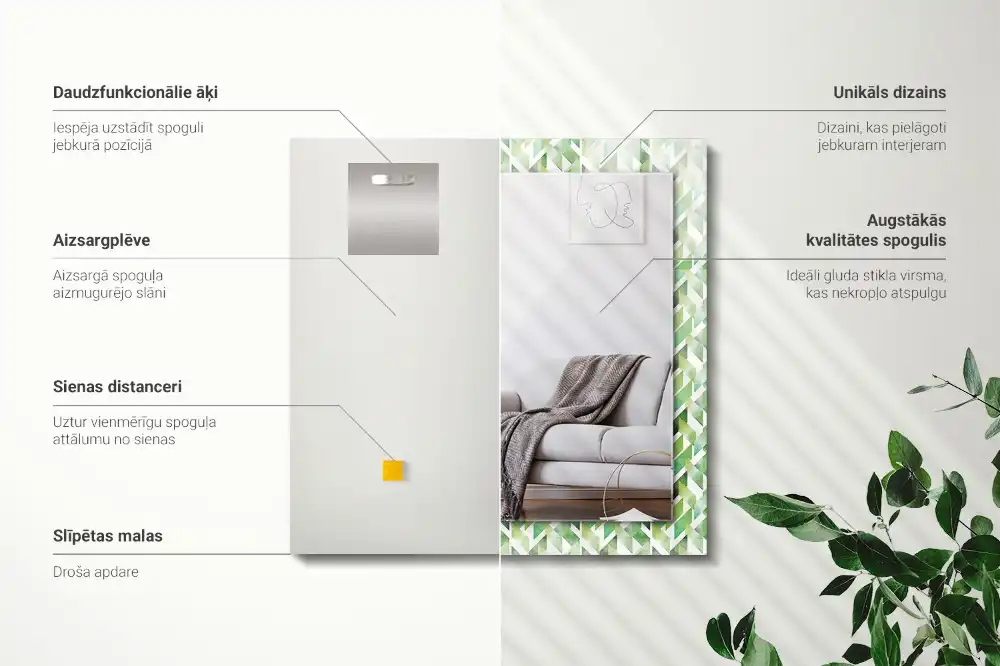 Rectangular mirror print Green geometric pattern