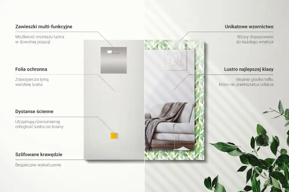 Rectangular mirror print Green geometric pattern