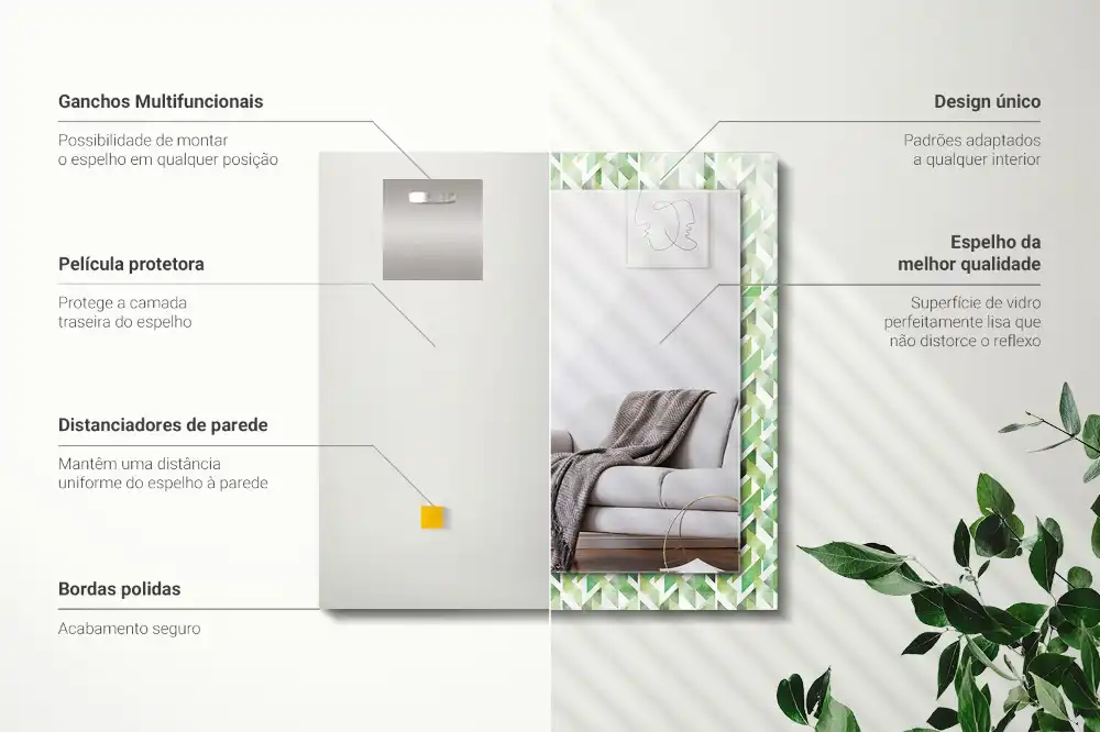 Rectangular mirror print Green geometric pattern