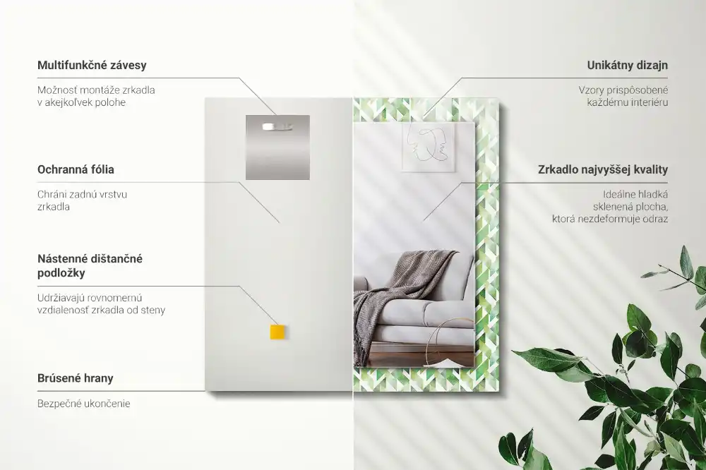 Rectangular mirror print Green geometric pattern