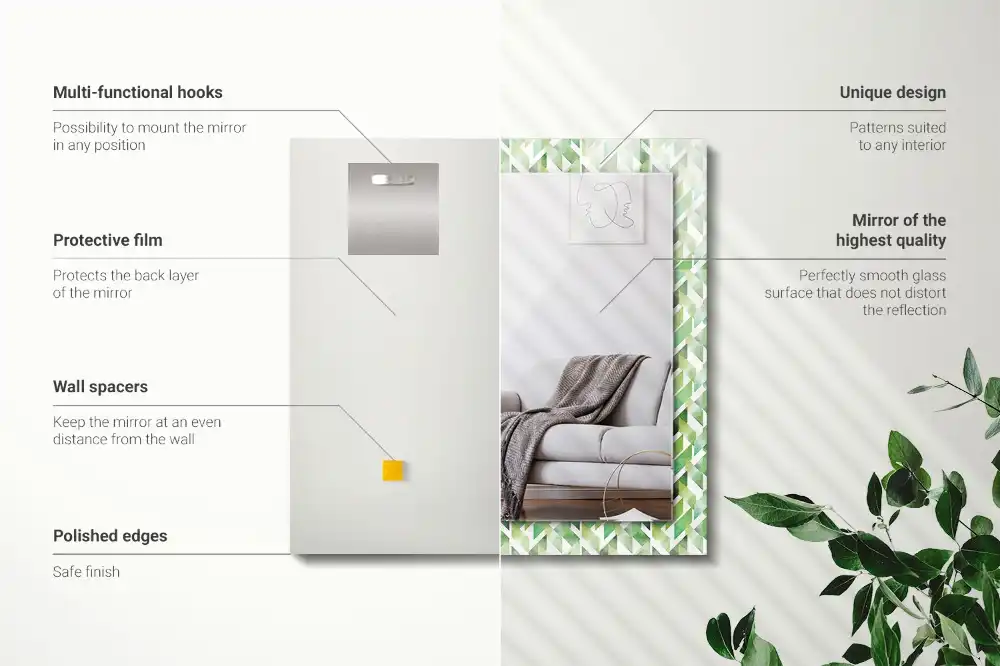 Rectangular mirror print Green geometric pattern