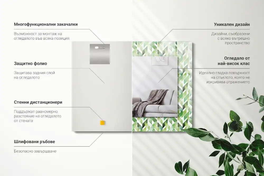 Rectangular mirror print Green geometric pattern