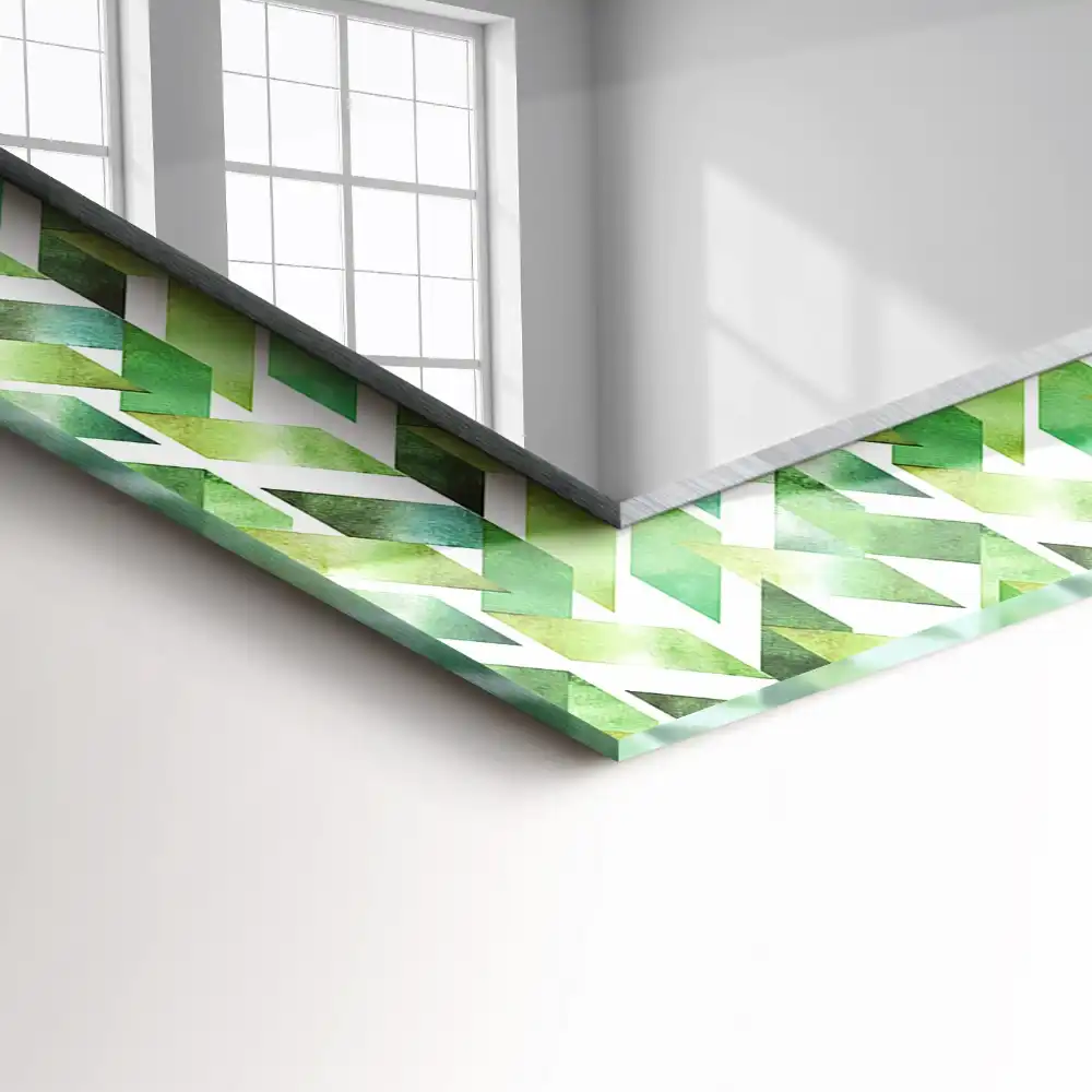 Rectangular mirror print Green geometric pattern