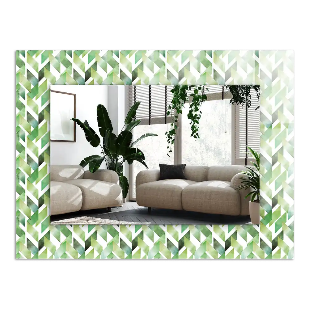 Rectangular mirror print Green geometric pattern