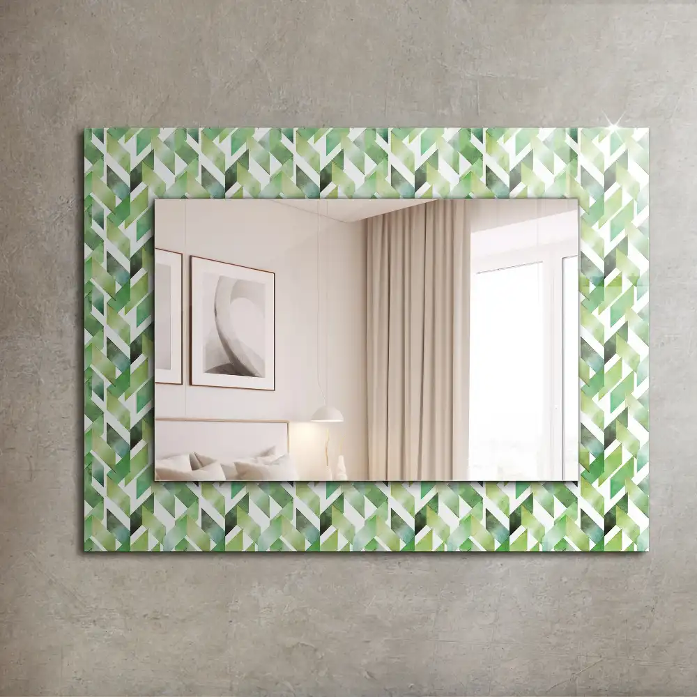 Rectangular mirror print Green geometric pattern