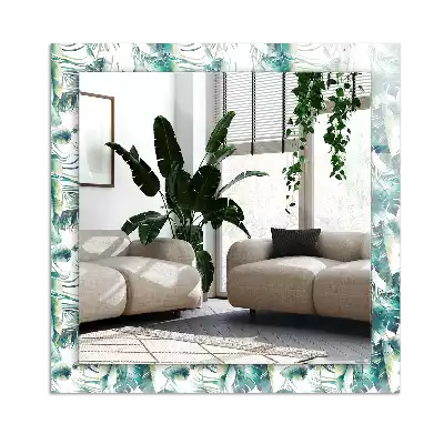 Rectangle decorative mirror Green tropical leaves