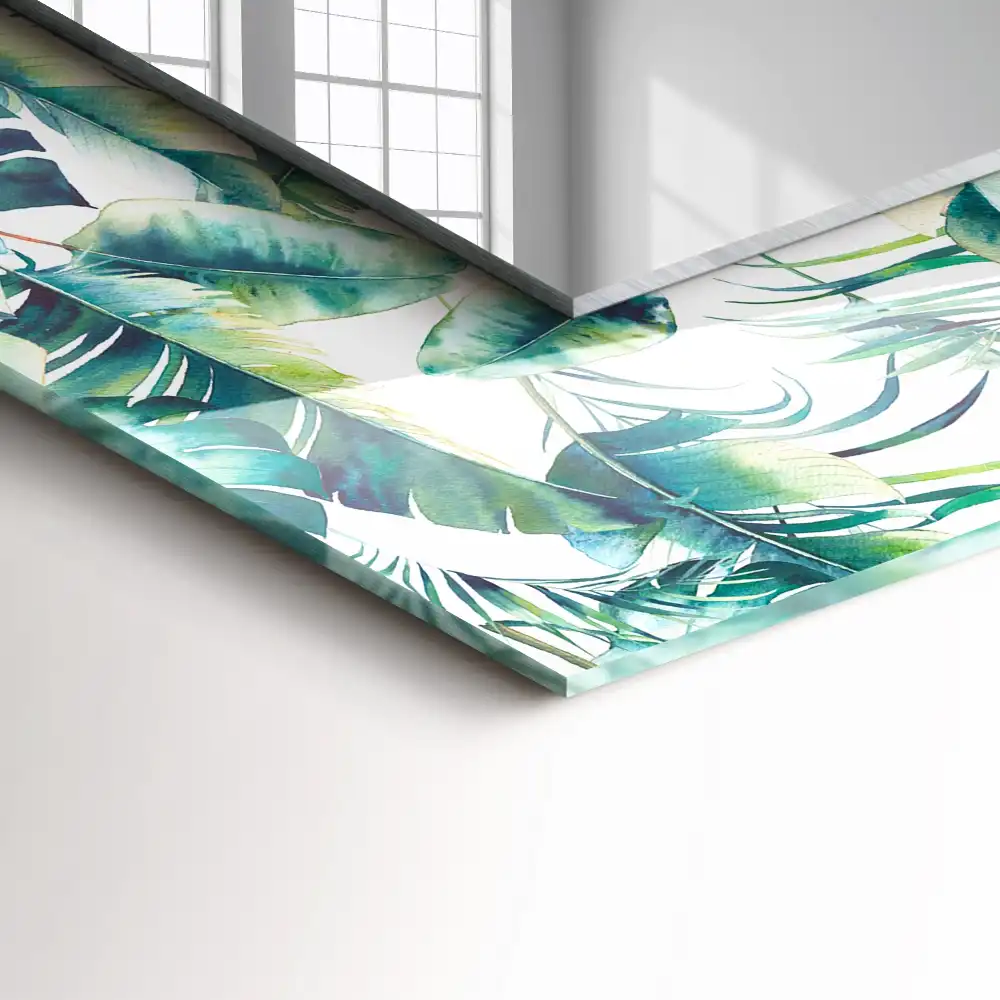 Rectangle decorative mirror Green tropical leaves