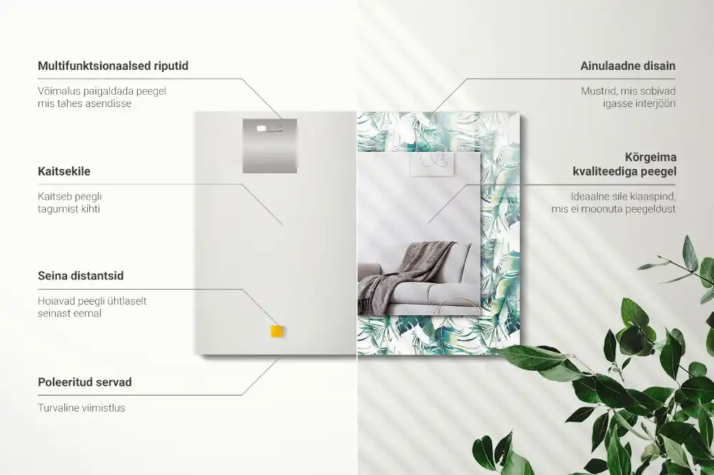 Rectangle decorative mirror Green tropical leaves