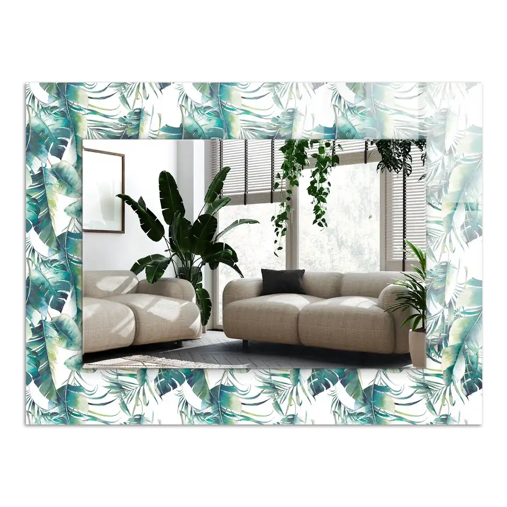 Rectangle decorative mirror Green tropical leaves